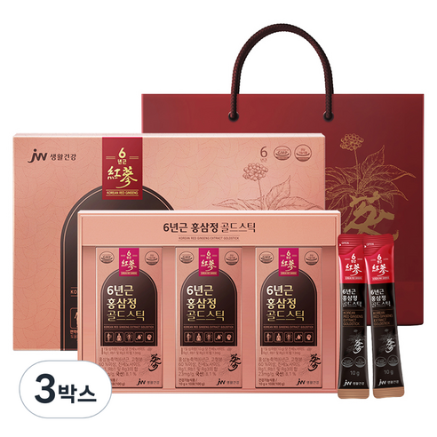 JW생활건강 6년근 홍삼정 골드스틱 30포+쇼핑백, 300g, 3박스