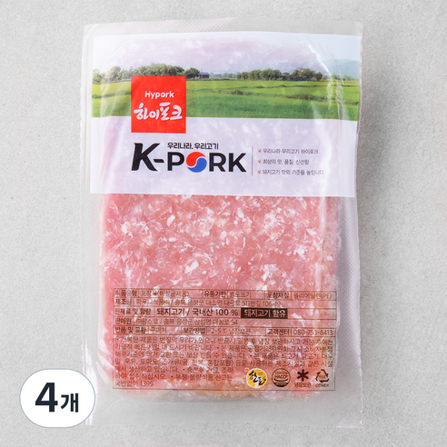 팜스코 하이포크 뒷다리 다짐육 (냉장), 600g, 4개