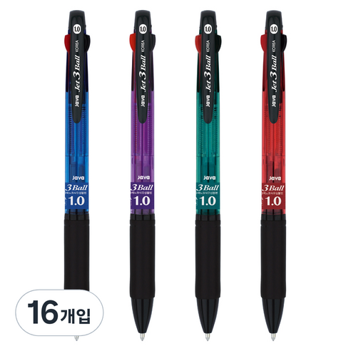 자바펜 1.0 제트3볼펜 1.0mm, 블루 + 퍼플 + 레드 + 민트, 1세트