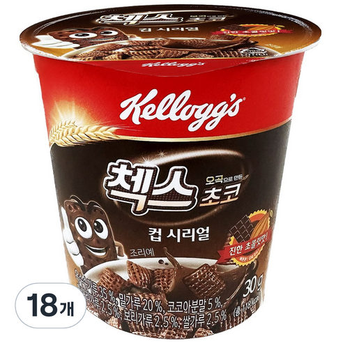 켈로그 첵스초코 컵 시리얼, 30g, 18개