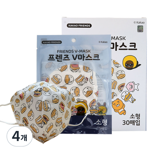 프렌즈V마스크 새부리형 2D 마스크 소형, 튜브 화이트, 4개, 30개입