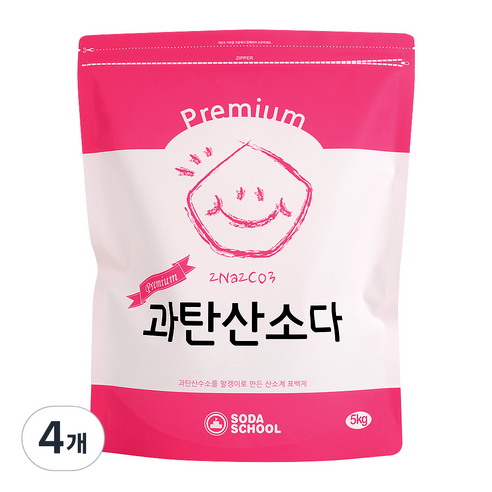 소다스쿨 프리미엄 과탄산소다, 4개, 5kg