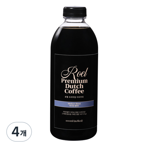 로엘 더치커피 콜드브루 원액 미디엄 블렌드, 1L, 4개, 1개입