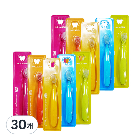 몰라덴 이지그립 이중미세모 유아칫솔, 랜덤 발송, 30개, 1개입
