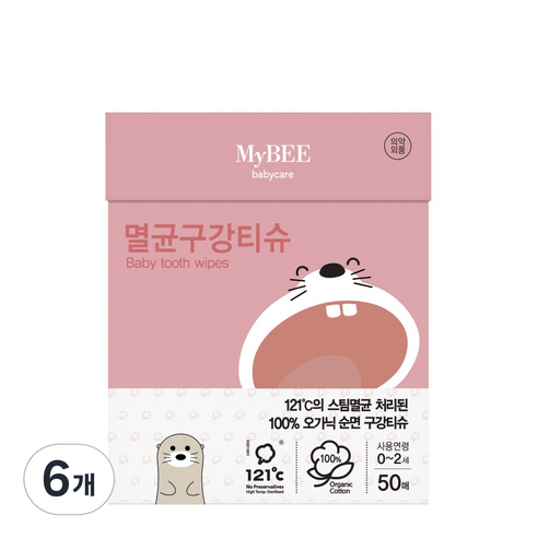 마이비 멸균 아기 구강티슈, 414g, 6개