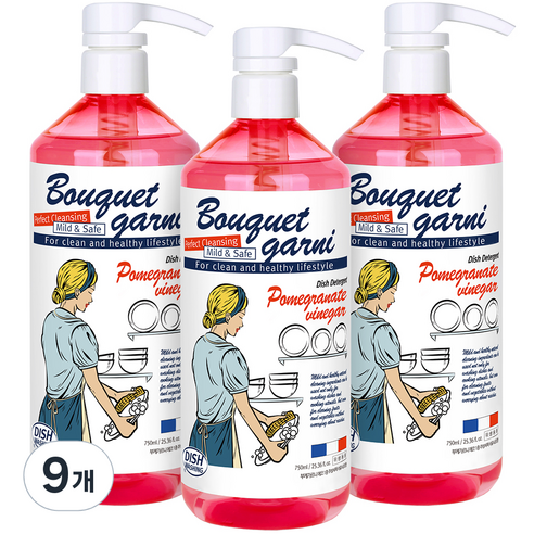 부케가르니 에코 주방세제 석류식초향, 9개, 750ml