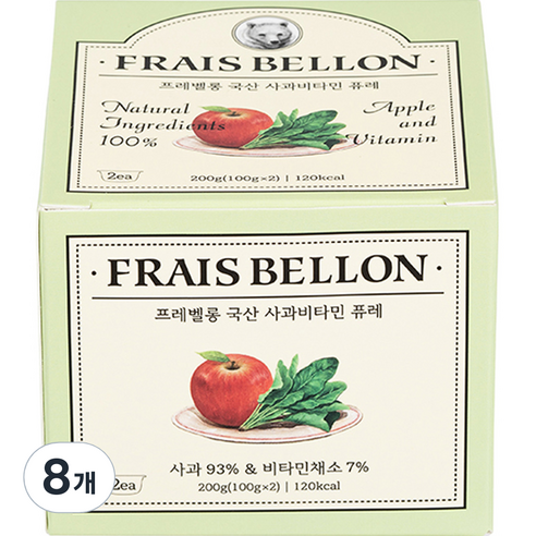 프레벨롱 국산 과일 퓨레, 혼합맛(사과/비타민채소), 100g, 8개