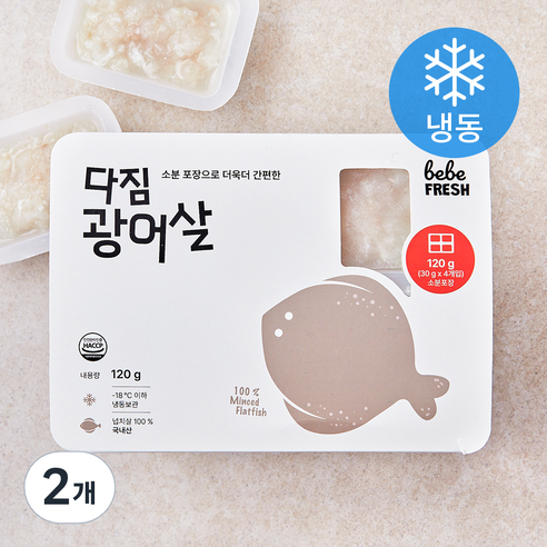 베베프레시 다짐 광어살 4개입 (냉동), 2개, 120g