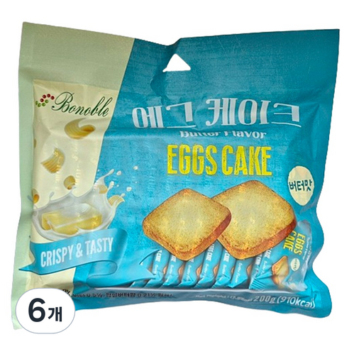 보노블 에그 케이크 쿠키 버터맛, 200g, 6개