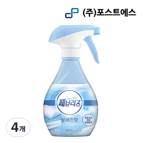 페브리즈 섬유탈취제 상쾌한향 본품, 370ml, 4개