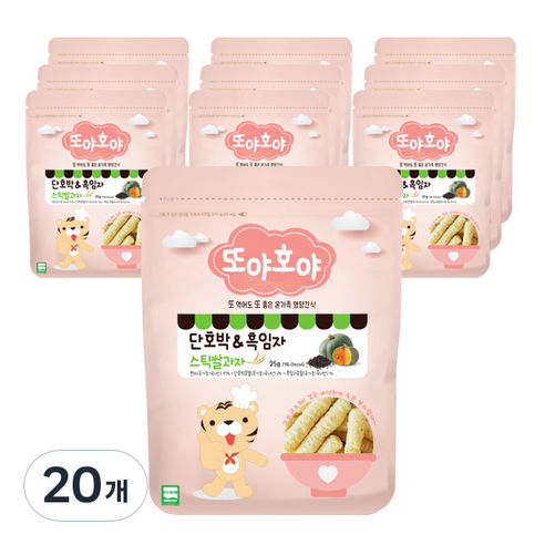 또야호야 유기농 과자 스틱, 단호박 흑임자, 20개, 25g
