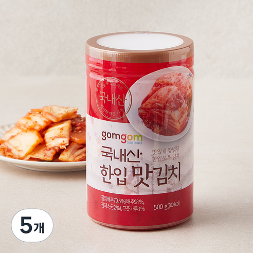 곰곰 국내산 한입 맛김치, 500g, 5개