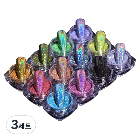 레이저 미러파우더 12종 세트, 3세트, 혼합색상