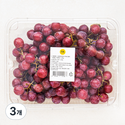 PSK 칠레산 씨없는 적포도, 1.2kg, 3개