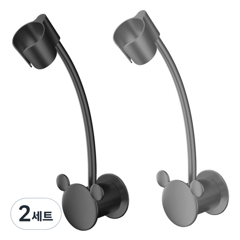 모나코올리브 360도 각도조절 베어 드라이기 거치대 2종 세트, 블랙, 그레이, 2세트