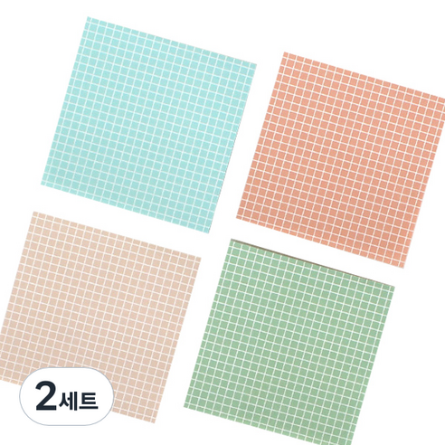 톡톡팬시 떡메모지 컬러그리드 4종세트, 스카이블루, 피치퍼프, 라이트샐몬, 파인그린, 2세트