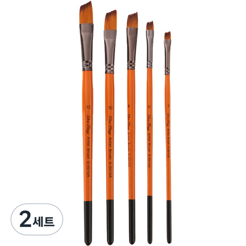 다사바바 빨간 막대 유화용붓 대각선 5종 세트, 2세트