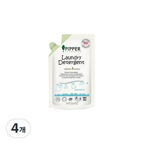 피퍼스탠다드 파인애플발효액 세탁세제 리필 유칼립투스향, 750ml, 4개