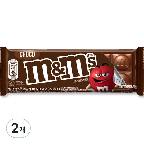 엠앤엠즈 초콜릿바 밀크, 46g, 2개