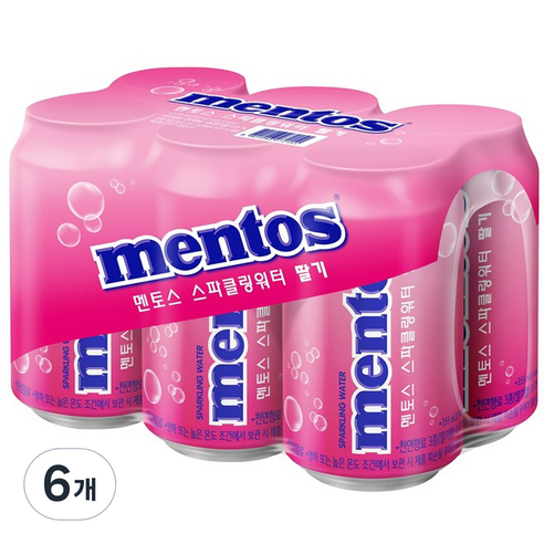 멘토스 스파클링 워터 딸기 6p, 355ml, 6개