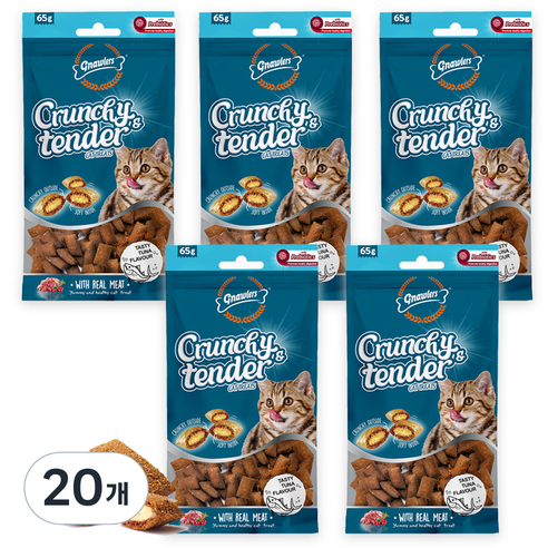 놀러즈 크런치 텐더 고양이 간식, 참치맛, 65g, 20개