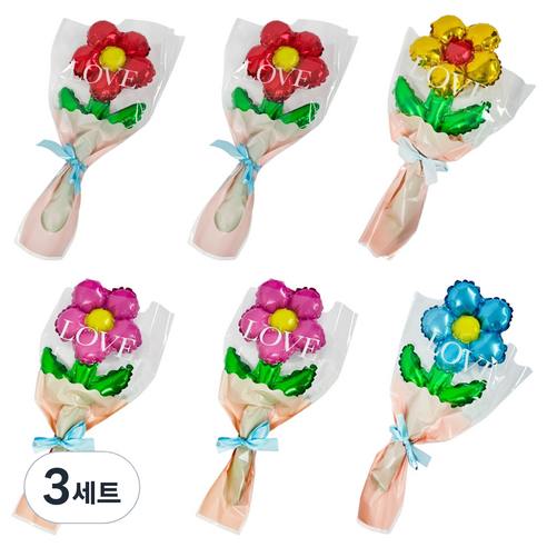 파티공구 꽃다발 풍선키트 6종 세트, 해피, 3세트