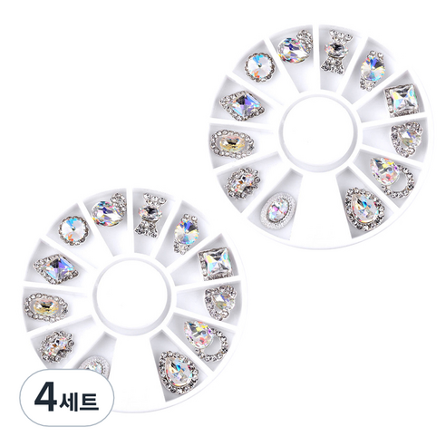스위스녹스 웨딩 쥬얼리 스톤 네일 파츠 12종 세트, 074, 4세트