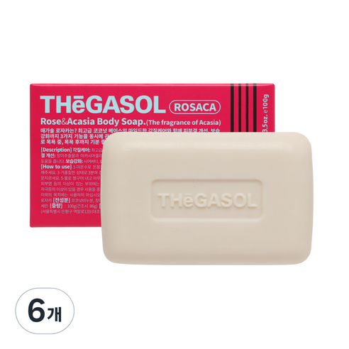 때가솔 로자카 때밀이 각질제거 목욕비누, 100g, 6개