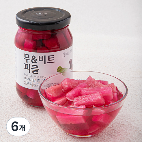 정성식품 무 & 비트 피클, 300g, 6개