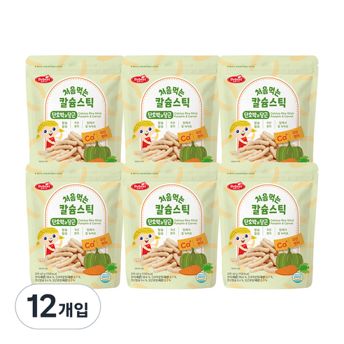 베베스트 칼슘 스틱 유아 쌀과자, 단호박 + 당근 혼합맛, 40g, 12개