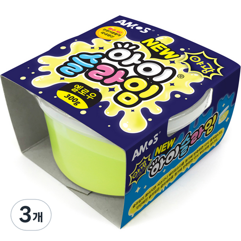 아모스 아이슬라임, 야광옐로우, 300g, 3개