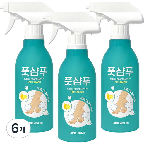 라이프홀릭 버블 풋샴푸 아이스 레몬 400ml, 1개입, 6개