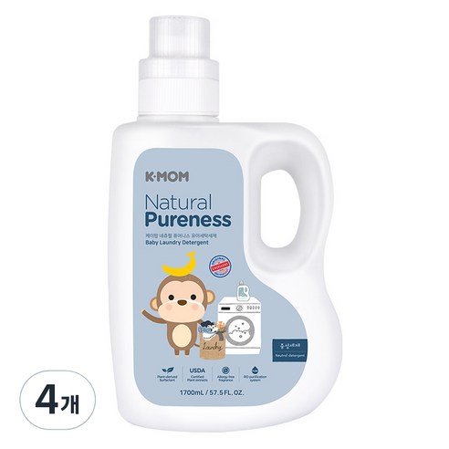 케이맘 유아세탁세제 용기형, 1.7L, 4개