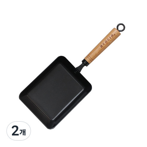 아카시아 쉐프 스틸 우드 핸들팬 계란말이 인덕션 IH, 15 cm x 20 cm, 2개