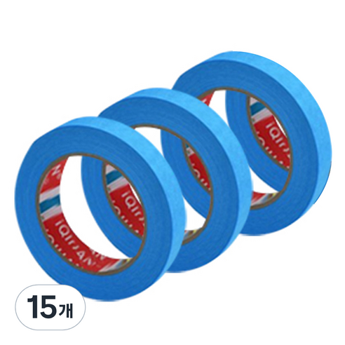 다다 칼라 마스킹 종이테이프 15mm x 15m, 블루, 15개