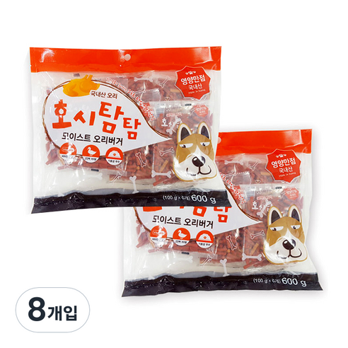 호시탐탐 모이스트 애견간식 져키, 오리맛, 600g, 8개