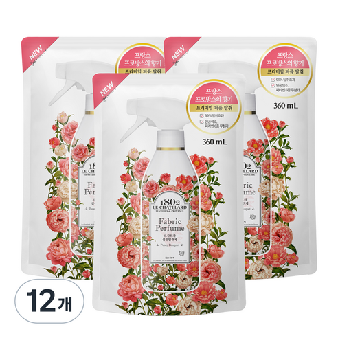 르샤트라1802 섬유탈취제 피오니부케향 리필, 360ml, 12개