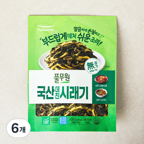 풀무원 국내산 데친 시래기, 6개, 450g(고형량 150g)