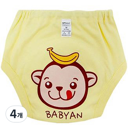 베이비앙 배변훈련팬티, 원숭이엘로우, 4개