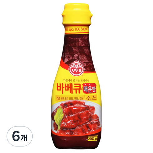 오뚜기 바베큐소스 매운맛, 280g, 6개