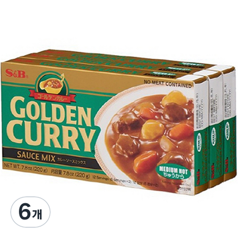 에스앤비 골든카레 중간매운맛, 220g, 6개