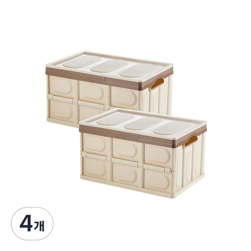 다용도 접이식 멀티 폴딩박스 30L, 브라운, 4개
