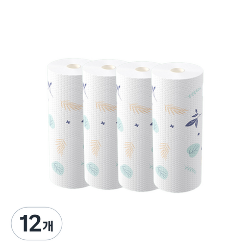 더깔끔 빨아쓰는 두꺼운 청소 주방 행주 나무잎 25 x 25 cm, 50매, 12개