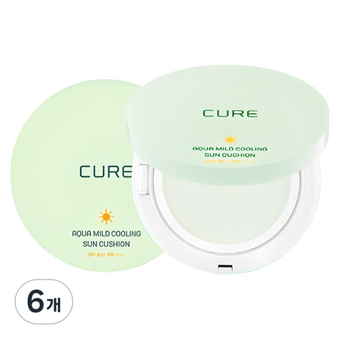 김정문알로에 아쿠아 마일드 쿨링 선쿠션 SPF50+ PA++++, 25g, 6개