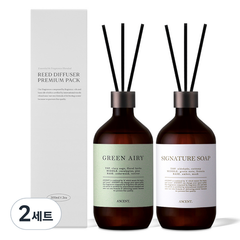 에이센트 네이처 베스트 디퓨저 500ml x 2종 세트, 그린에어리, 시그니처솝, 2세트