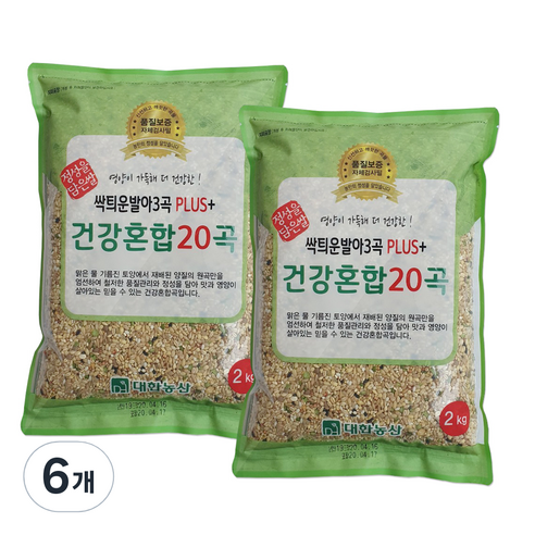 대한농산 싹틔운 발아 3곡 플러스 건강혼합 20곡 곡물, 2kg, 6개