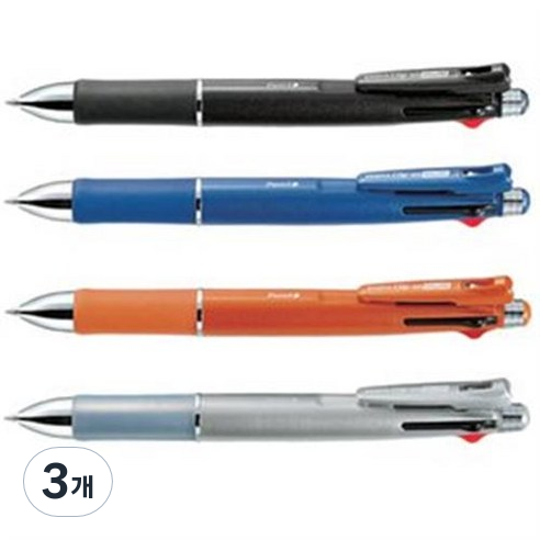 제브라 멀티펜 클립온 4+S 1000 0.7mm B4SA2 B4SA2-BK, 블랙, 3개