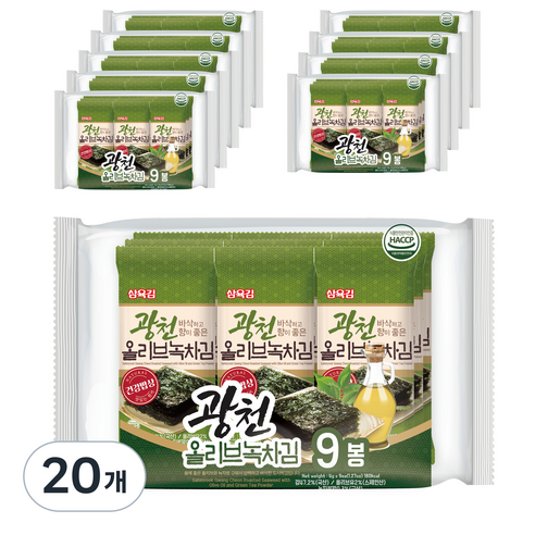 삼육김 광천 올리브 녹차김 도시락김 9p, 36g, 20개