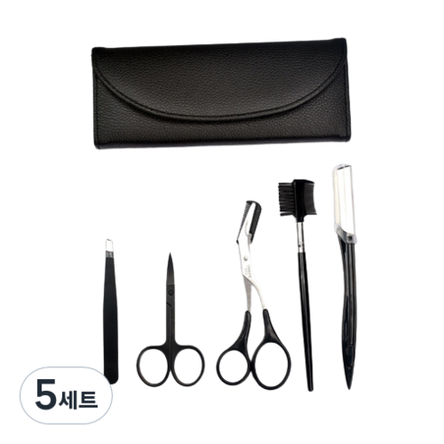 리빙홈디테일 눈썹 정리 5종 + 케이스 세트, 블랙, 5세트