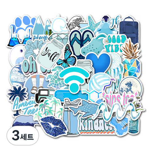 특별한상점 PVC 방수 노트북 캐리어 스티커 50종 세트 AZ085, 블루 립스, 3세트